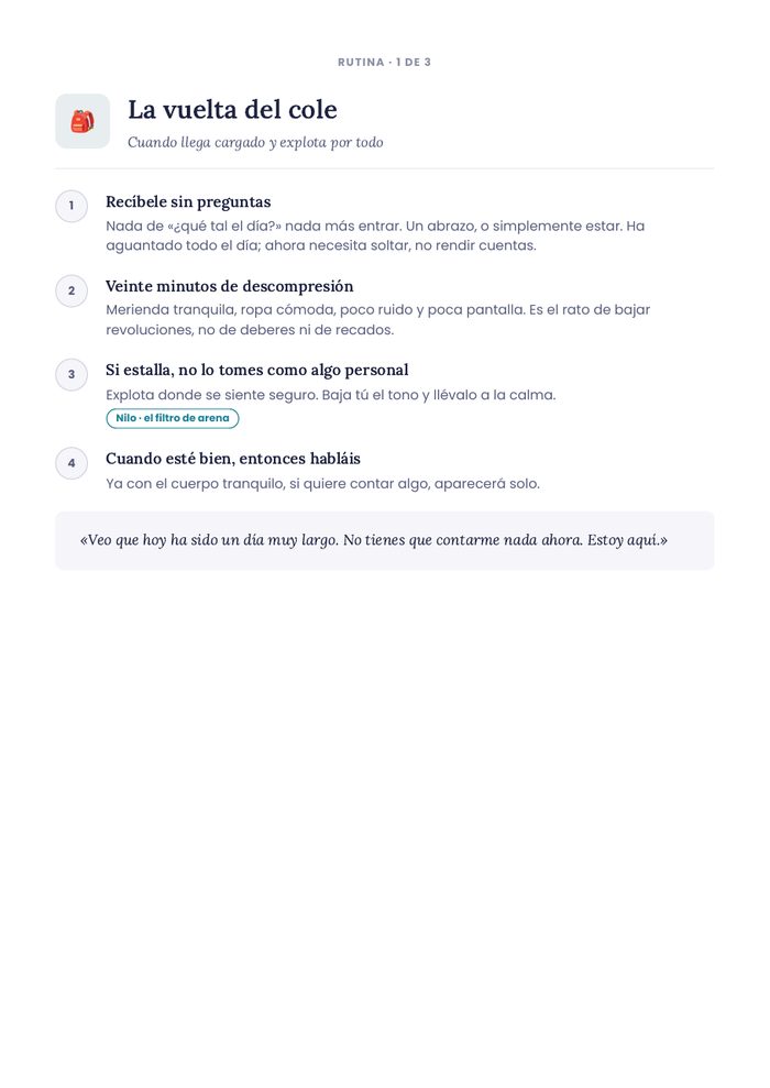 Rutina de la noche, paso a paso