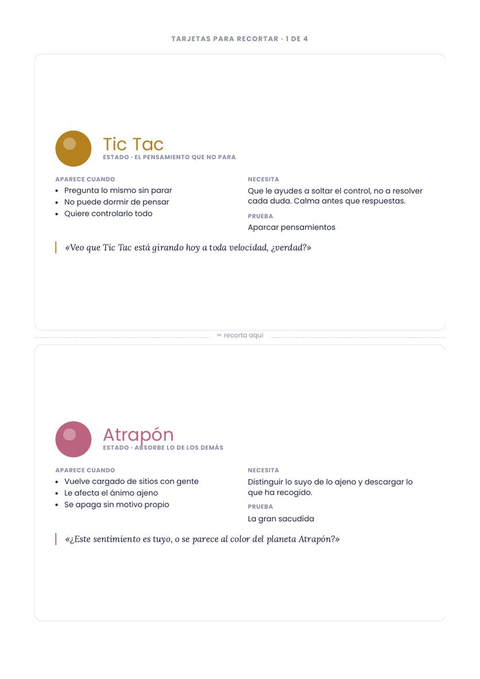 Tarjetas de los planetas para recortar